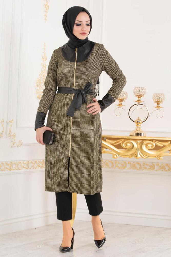 Moutarde - Nayla Collection - Manteau Hijab 5181HR - 1