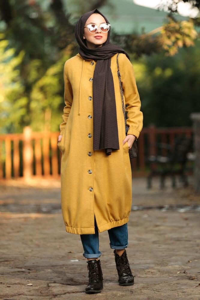 Moutarde - Nayla Collection - Manteau Hijab 5403HR - 1