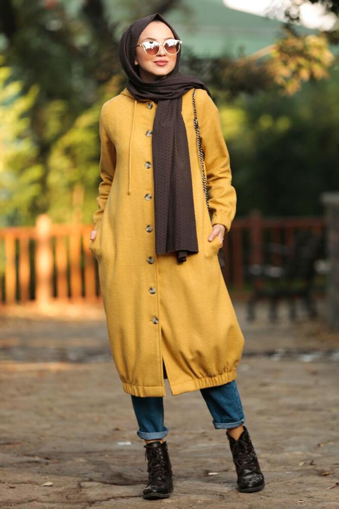 Moutarde - Nayla Collection - Manteau Hijab 5403HR - 2