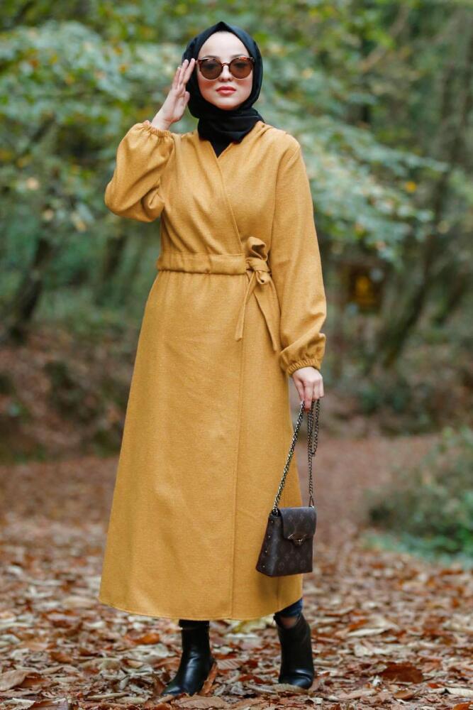 Moutarde- Nayla Collection - Manteau Hijab 5409HR - 1