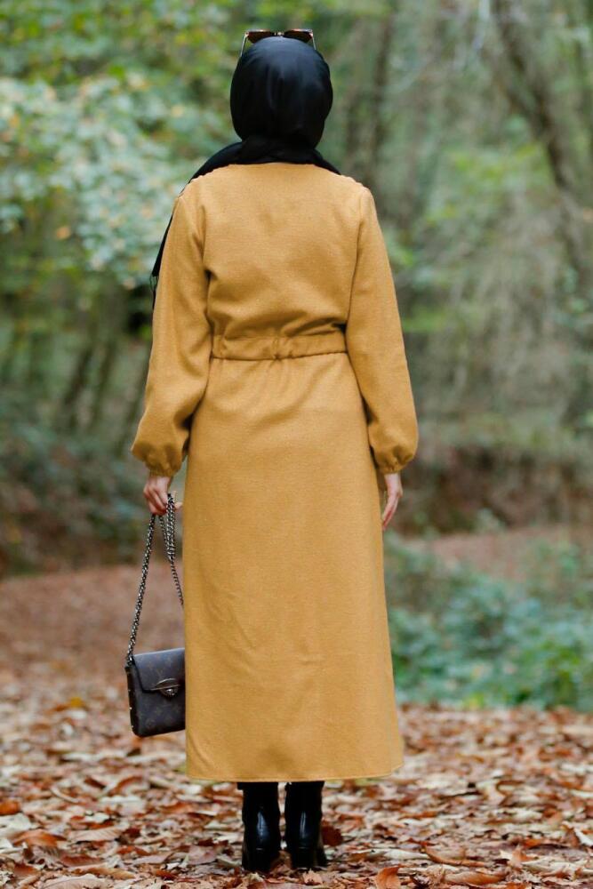 Moutarde- Nayla Collection - Manteau Hijab 5409HR - 2