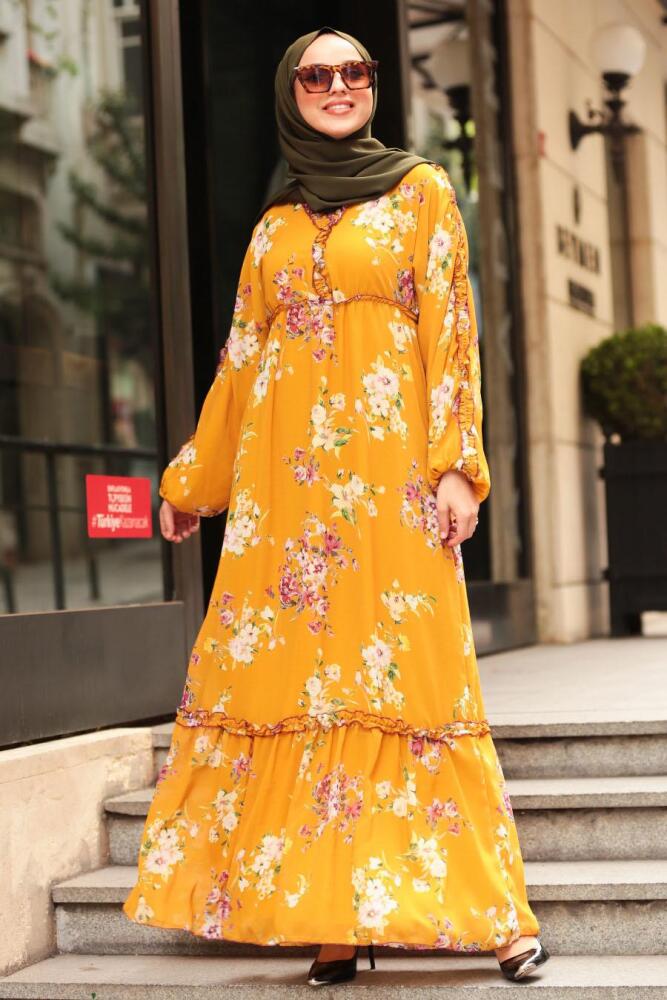 Moutarde- Nayla Collection - Robe Hijab 10355HR - 1