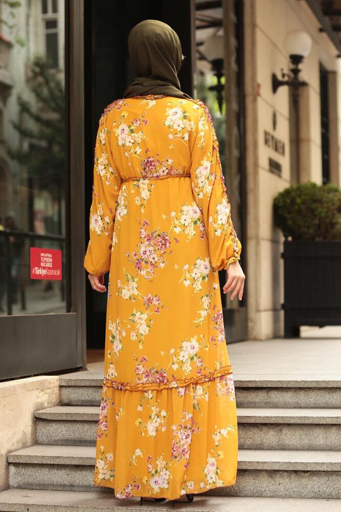 Moutarde- Nayla Collection - Robe Hijab 10355HR - 2