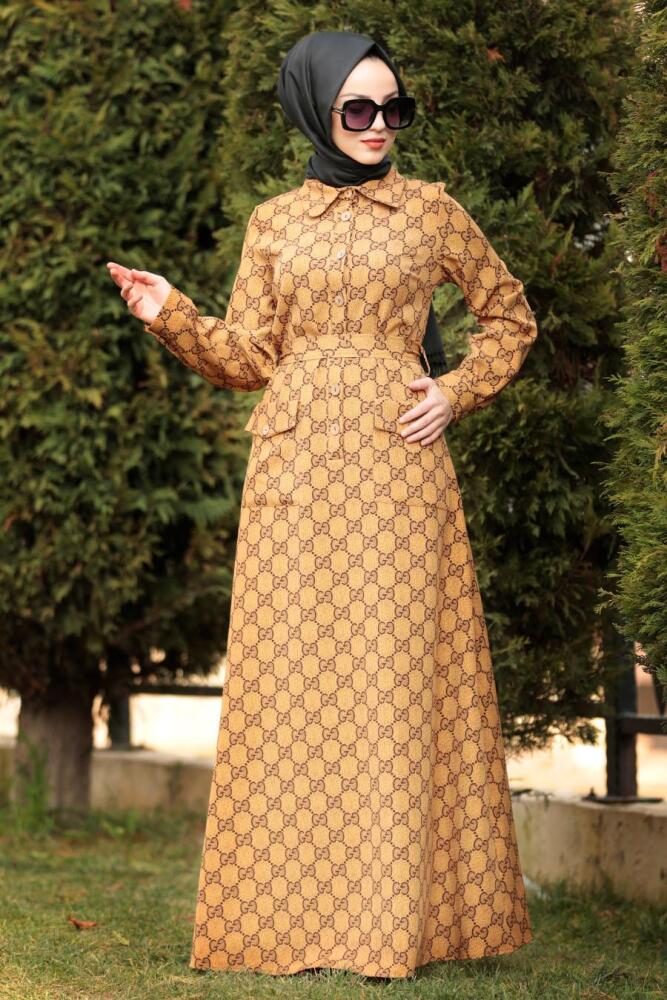 Moutarde-Nayla Collection - Robe Hijab 1210HR - 1