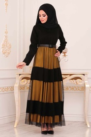 Moutarde - Nayla Collection - Robe Hijab - 91090HR - Thumbnail