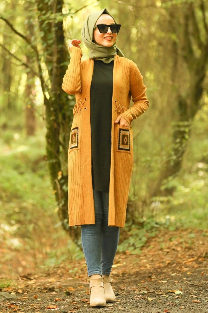 Moutarde - Neva Style - Cardigan Hijab - 14711HR - 1