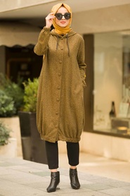 Moutarde - Neva Style - Manteau Hijab - 10610HR - Thumbnail