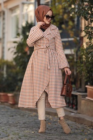 Moutarde - Neva Style - Manteau Hijab - 50772HR - Thumbnail