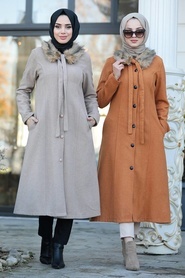Moutarde - Neva Style - Manteau Hijab - 50840HR - Thumbnail