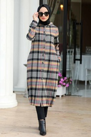 Moutarde - Neva Style - Manteau Hijab - 55071HR - Thumbnail