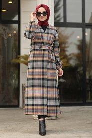 Moutarde - Neva Style - Manteau Hijab - 55091HR - Thumbnail