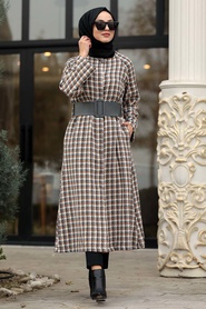 Moutarde - Neva Style - Manteau Hijab - 55170HR - Thumbnail