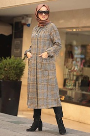 Moutarde - Neva Style - Manteau Hijab - 7537HR - Thumbnail