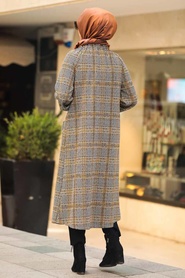 Moutarde - Neva Style - Manteau Hijab - 7537HR - Thumbnail