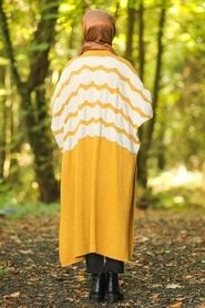 Moutarde - Neva Style - Poncho en tricot hijab - 15653HR - Thumbnail