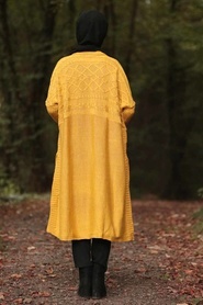 Moutarde -Neva Style - Poncho en tricot hijab - 6741HR - Thumbnail