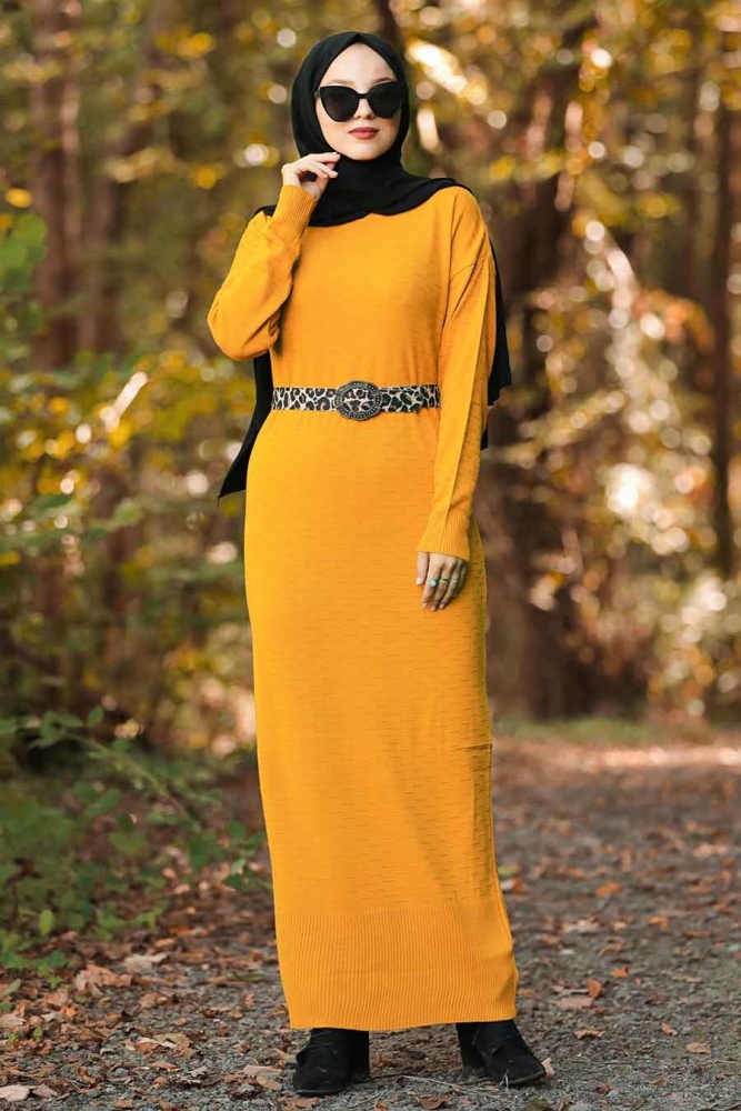 Moutarde -Neva Style - Robe En Tricot Hijab - 10071HR - 1