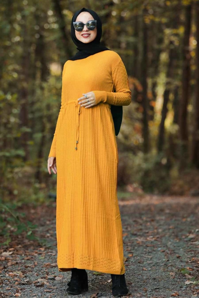 Moutarde -Neva Style - Robe En Tricot Hijab - 10176HR - 1