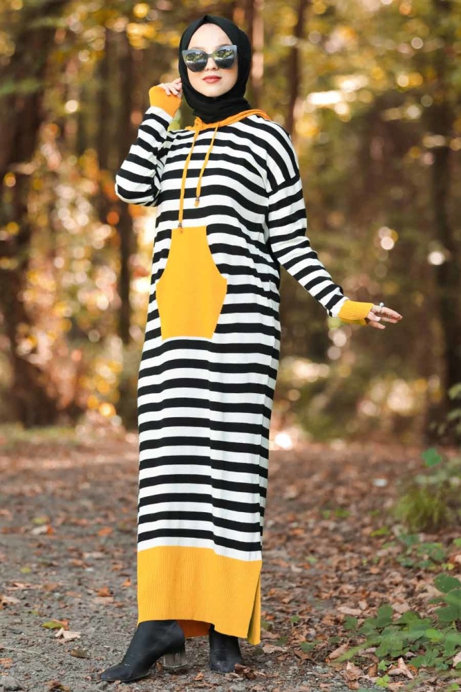 Moutarde -Neva Style - Robe En Tricot Hijab - 10490HR - 1