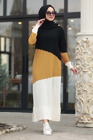 Moutarde - Neva Style - Robe En Tricot Hijab - 1171HR - Thumbnail