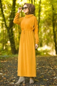 Moutarde - Neva Style - Robe en tricot hijab - 80350HR - Thumbnail