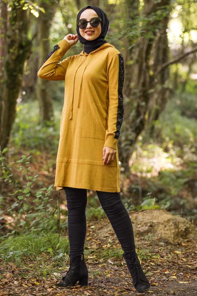 Moutarde - Neva Style - Tunique En Tricot Hijab - 14603HR - 1