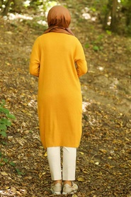 Moutarde - Neva Style - Tunique en tricot hijab - 883HR - Thumbnail