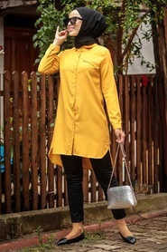 Moutarde - Neva Style - Tunique Hijab - 34230HR - Thumbnail