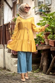 Moutarde - Neva Style - Tunique Hijab - 38990HR - Thumbnail