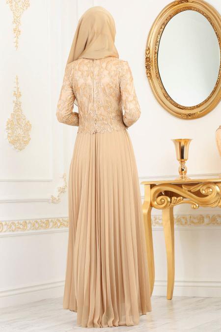 Moutarde - Tesettürlü Abiye Elbise - Robes de Soirée 8240HR - 2