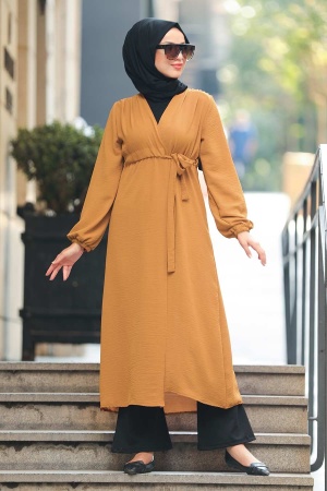 Mustard Hijab Coat 3745HR - 1