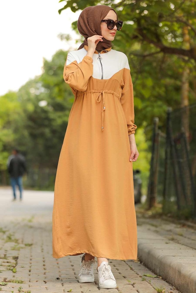 Mustard Hijab Daily Dress 10132HR - 2