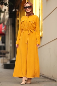 Mustard Hijab Dress 10049HR - Thumbnail