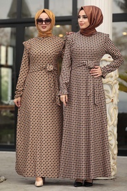 Mustard Hijab Dress 15401HR - Thumbnail