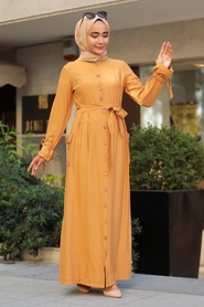 Mustard Hijab Dress 3335HR - Thumbnail