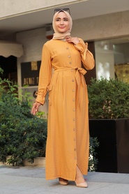 Mustard Hijab Dress 3335HR - Thumbnail