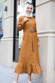 Mustard Hijab Dress 456HR - Thumbnail