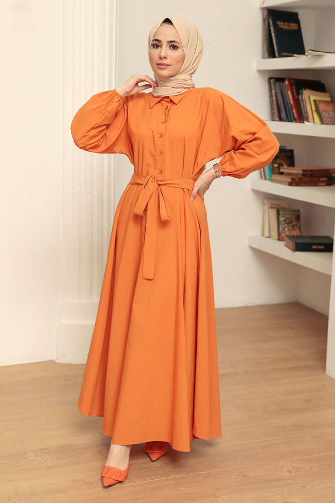 Mustard Hijab Dress 50091HR - 2