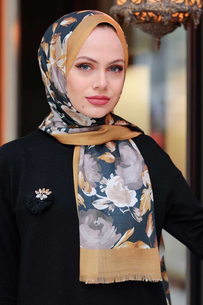 Mustard Hijab Shawl 51820HR - 1