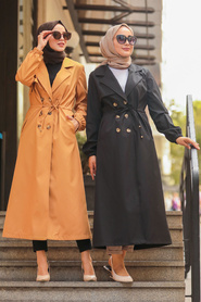 Mustard Hijab Trenchcoat 5571HR - Thumbnail