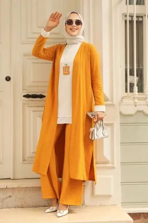 Mustard Hijab Triple Suit 5223HR 