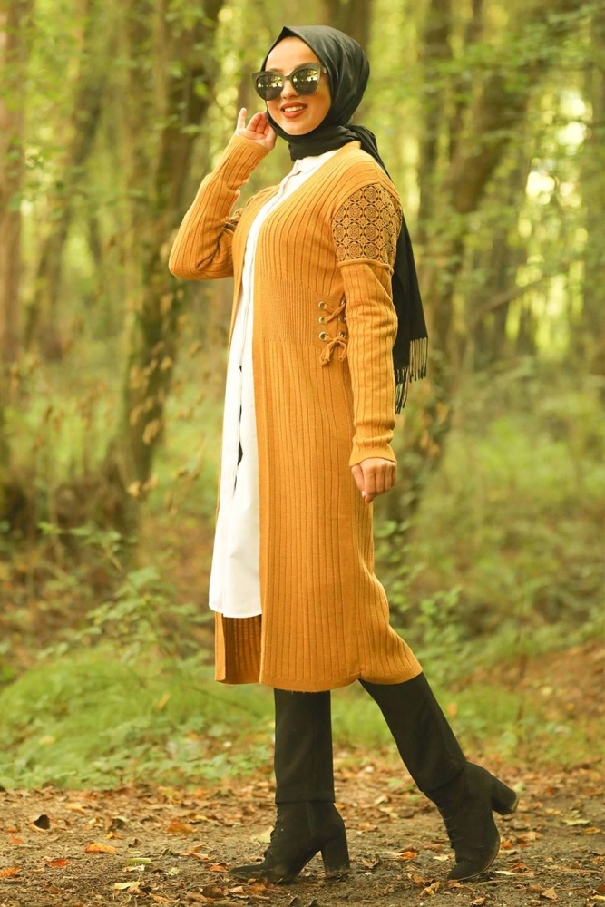 Mustard Hijab Cardigan 1404HR - 1