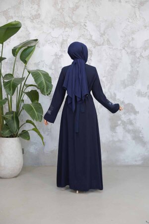 Nakış İşlemeli Lacivert Tesettür Ferace 29124L - 3
