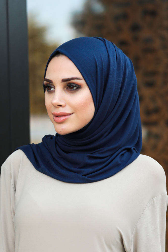 Navy Blue Hijab Shawl 7528L - 1