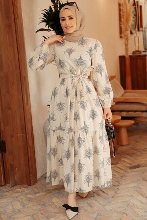 Navy Blue Hijab Dress 22141L - 2