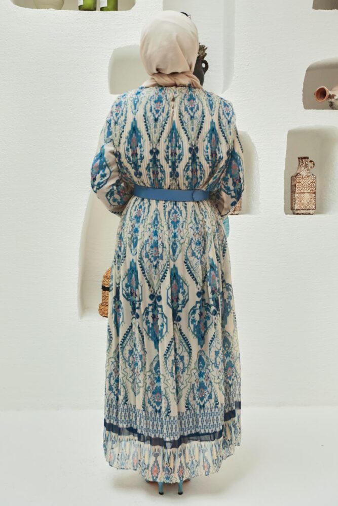 Navy Blue Hijab Dress 229018L - 8