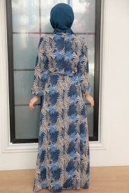 Navy Blue Hijab Dress 279076L - Thumbnail