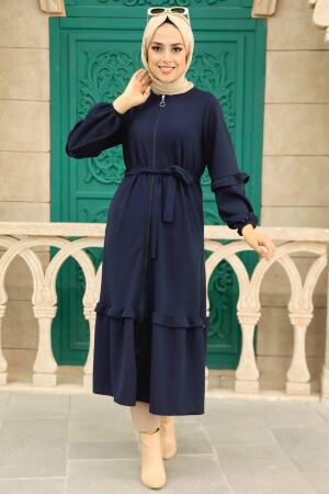 Navy Blue Hijab Dress 5812L - 2