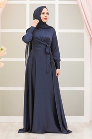 Neva Style - Blue Turkish Hijab Evening Gown 1420M - Thumbnail