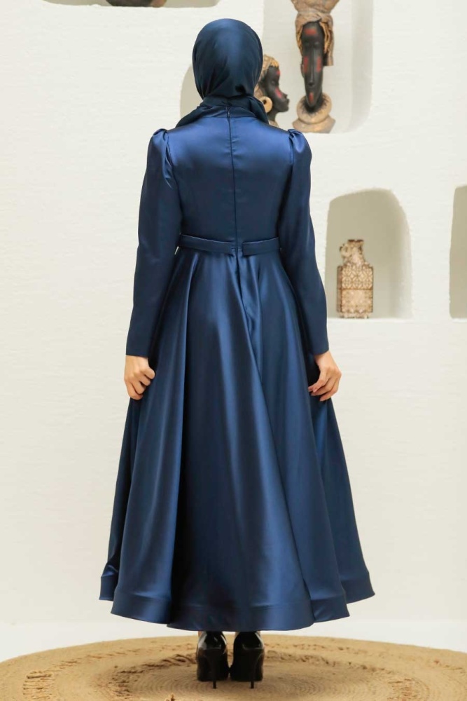 Neva Style - Luxury Navy Blue Islamic Wedding Dress 22260L - 4